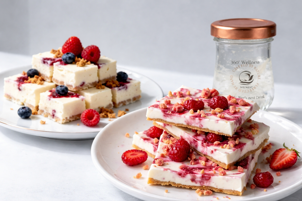Bird's nest collagen yogurt bark with strawberry